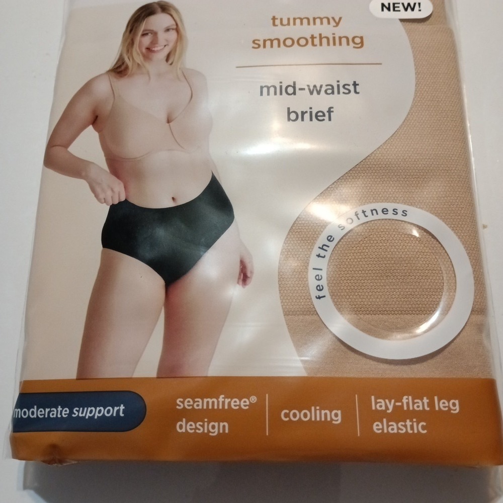 Jockey Tummy Smoothing Mid-Waist Briefs Women's Size 3XL Beige 2 Pack - Picture 3 of 5